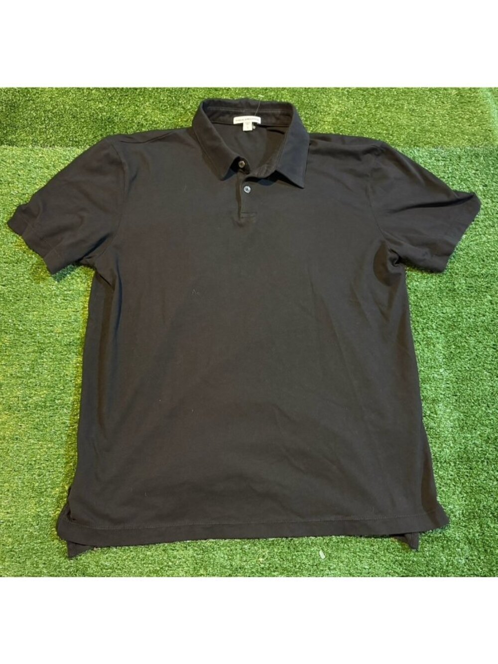 James Perse polo mens small black sueded jersey soft minimalist short sleeve